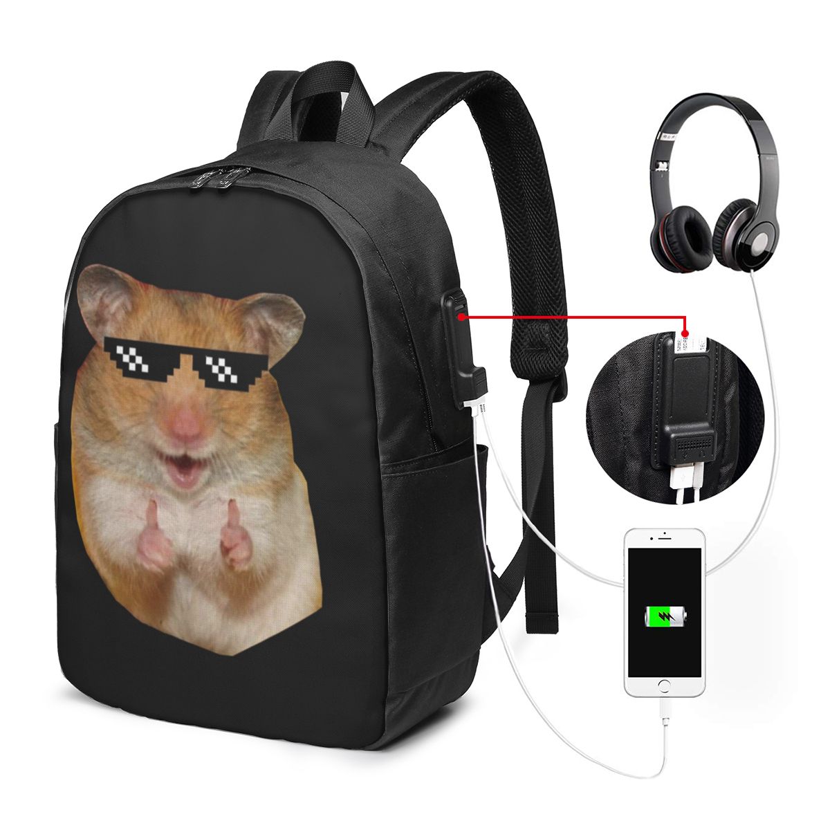 Women Bags For Travel - Funny Hamster Backpack Travel Notebook Bag