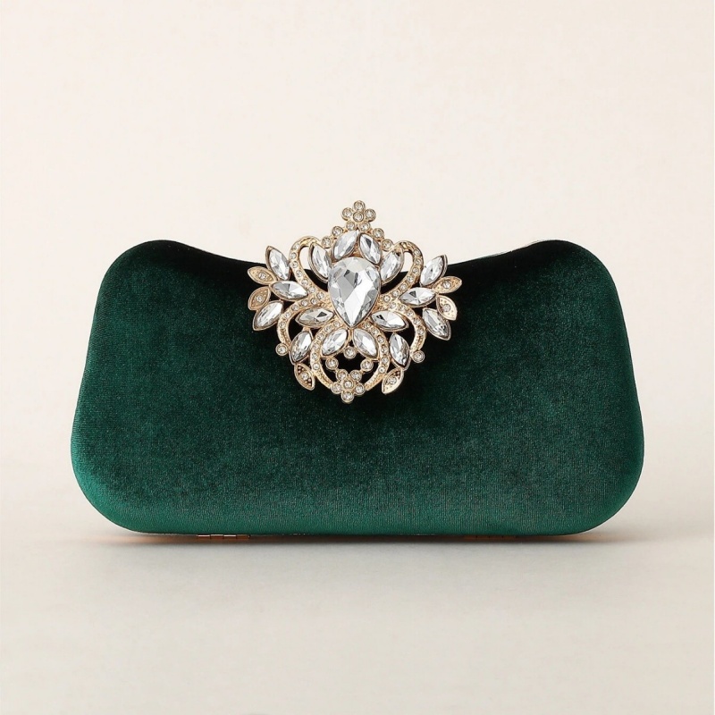 Women'S Evening Bags - Dark Green Velvet Clutch Bag Luxury