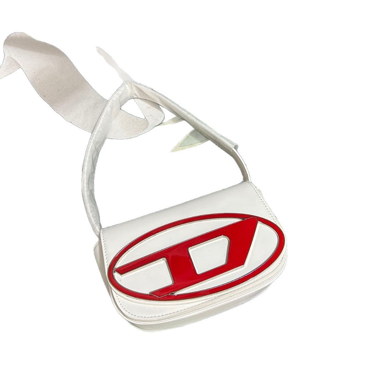 Women Bags Logo - Pure White Smooth Leather Mini Underarm