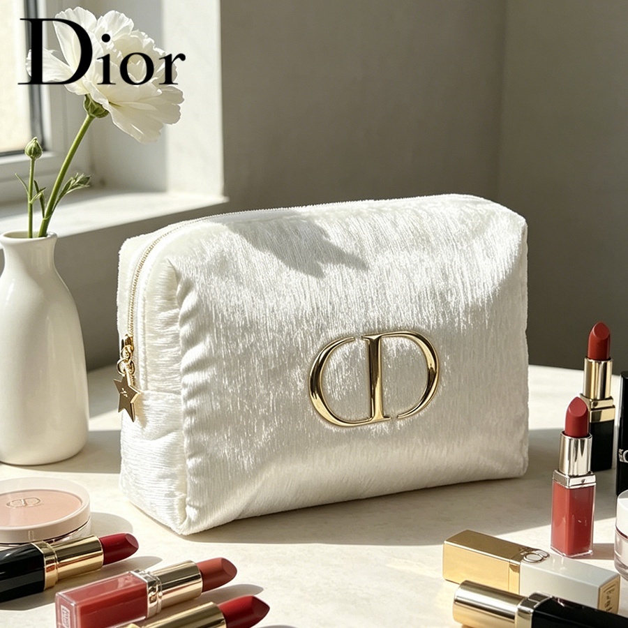 Women Bags Logo - Dior’s Bag White Velvet Travel Cosmetic