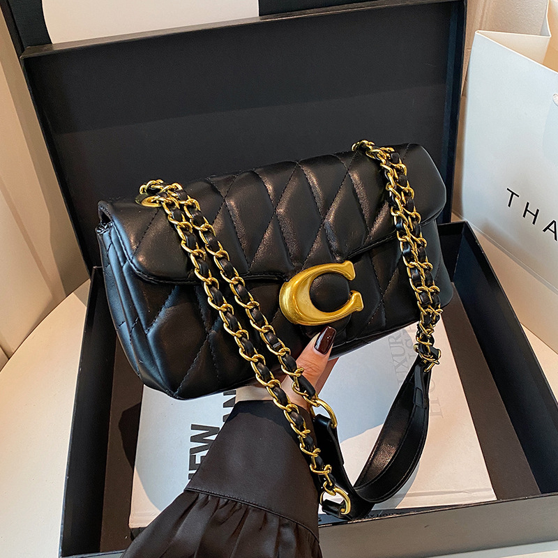 Women Bags Logo - Women Quilted Leather Shoulder Bag Luxury