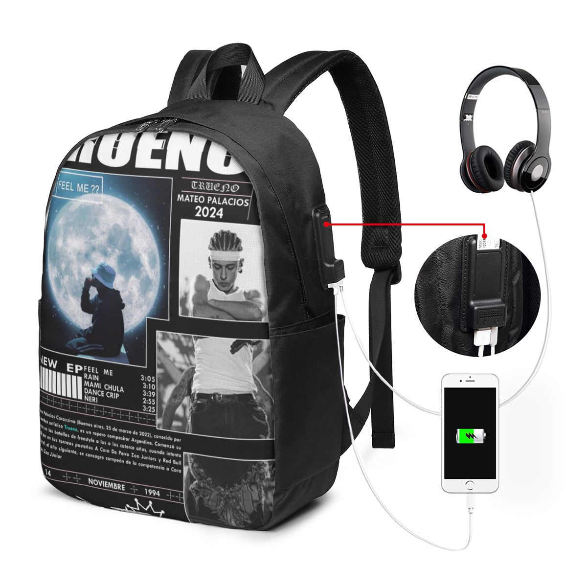 Women Bags For Travel - Funny Trueno Hip Hop Rapper Backpack