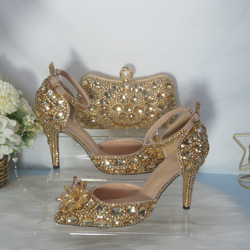 2021New  Golden crystal Bridal - đánh giá và giá Women Bags And Shoes