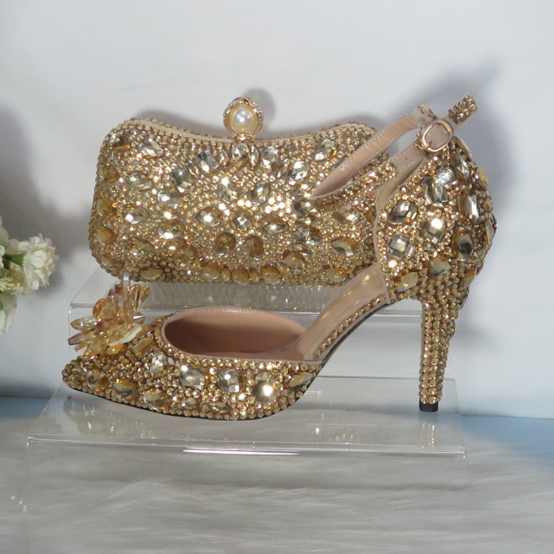 2021New  Golden crystal Bridal - đánh giá và giá Women Bags And Shoes