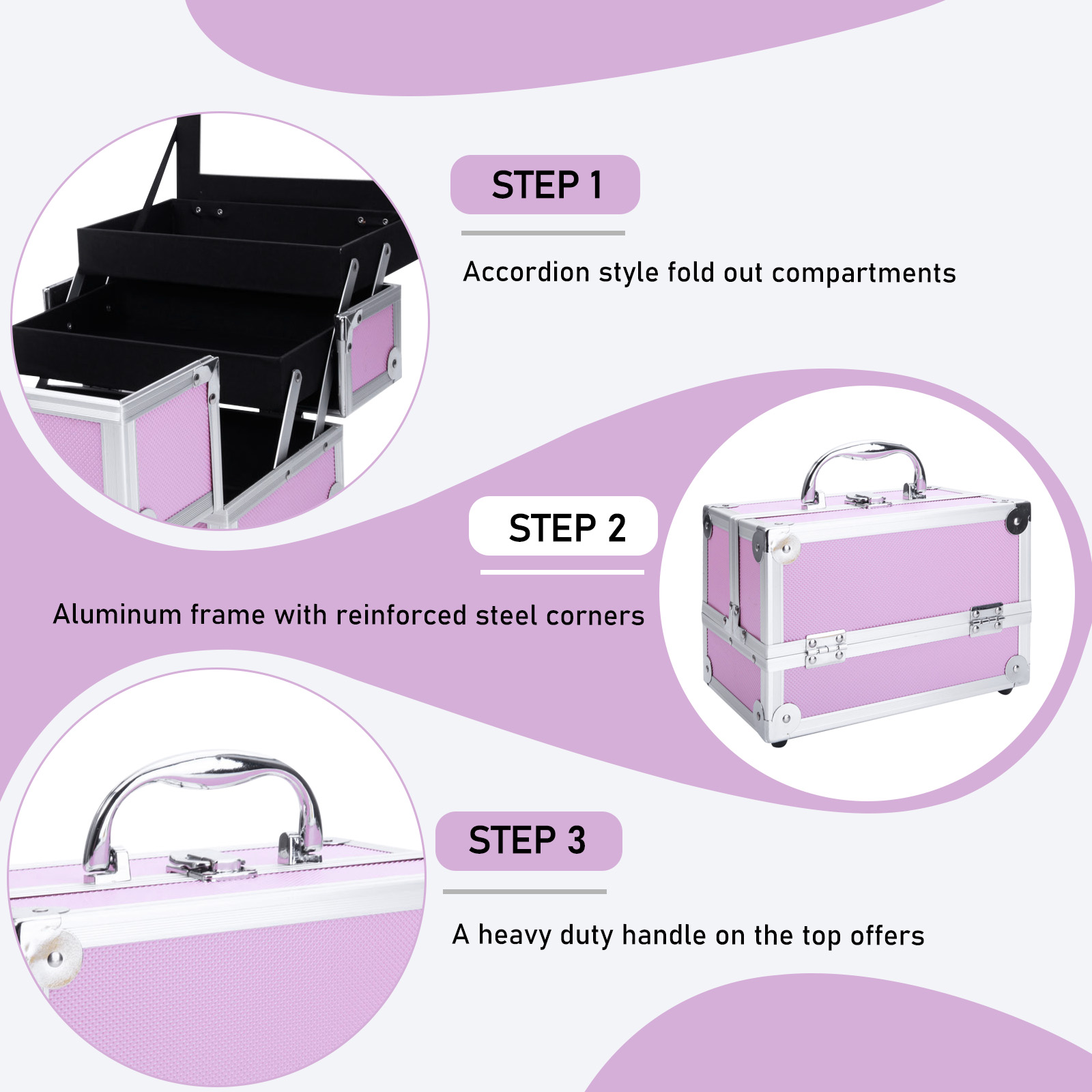 Pink Aluminum Alloy Makeup Cas - đánh giá và giá Women Handheld Bags