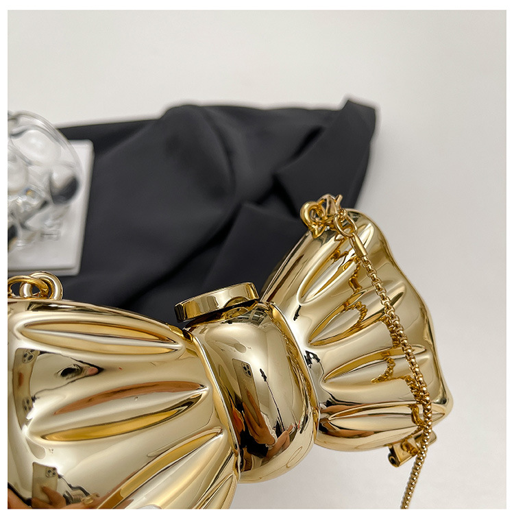 Glossy Gold Metal Bow Shaped M - đánh giá và giá Clutch Bag Evening