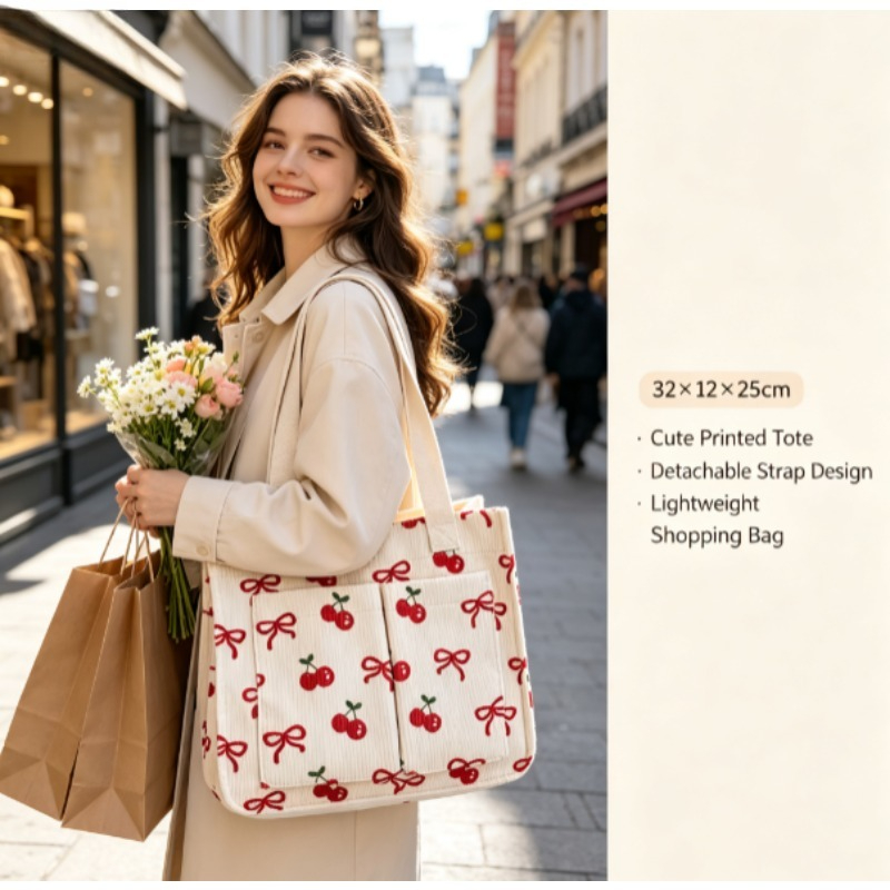 Fashion Corduroy Eco Bag, Larg - đánh giá và giá Women Handheld Bags