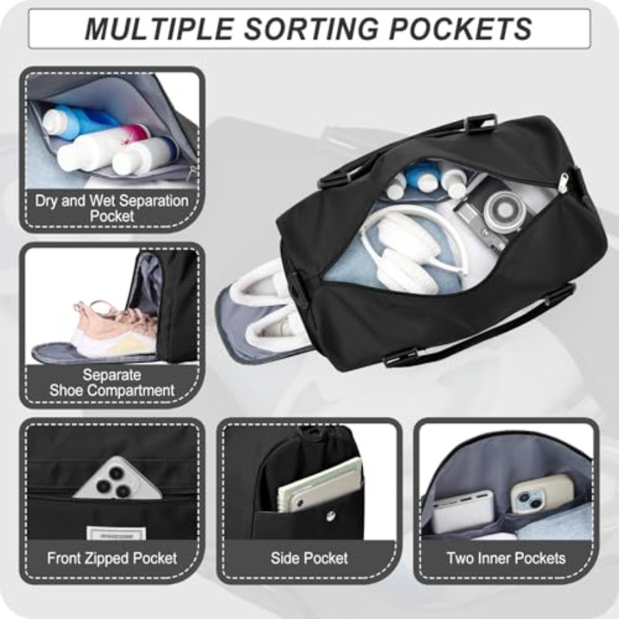 Small Black Sports Gym Duffel  - đánh giá và giá Women Bags And Shoes